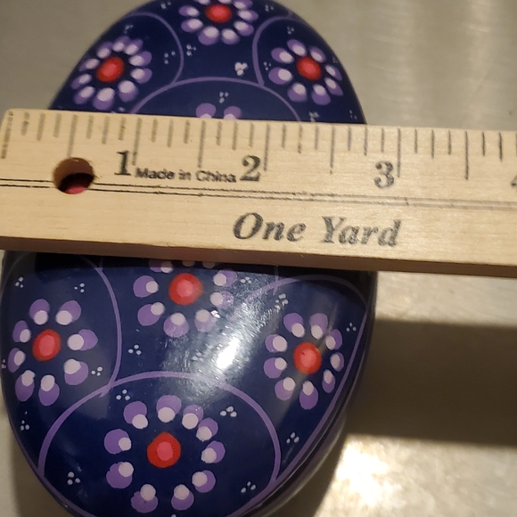 Vintage Red Clay Purple Mexican Folk Art Floral Hand Painted Oval Trinket Box - Picture 10 of 12